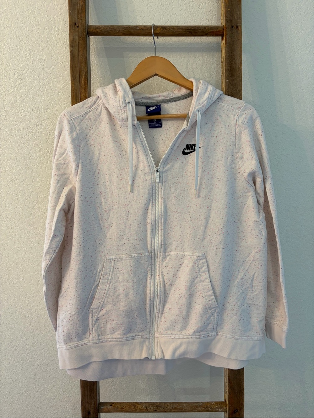 Nike White Speckled Zip Hoodie